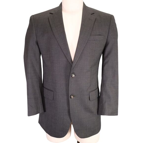 Jos A Bank Sport Coat Mens 41R Wool Gray Micro Plaid Lined Jacket Blazer - Picture 1 of 16
